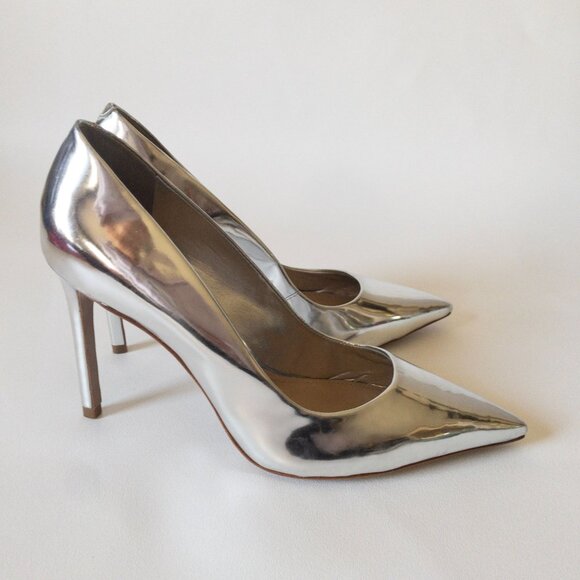 Schutz Lou Metallic Silver High Heel Pumps SZ 9  Pointed-Toe - Picture 6 of 10